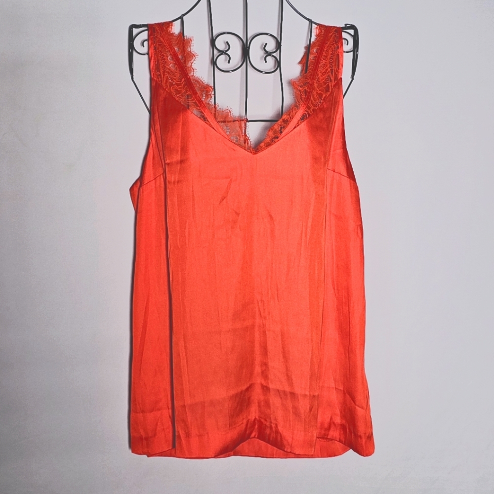 HM orange satin lace sleeveless tank top nwt 14